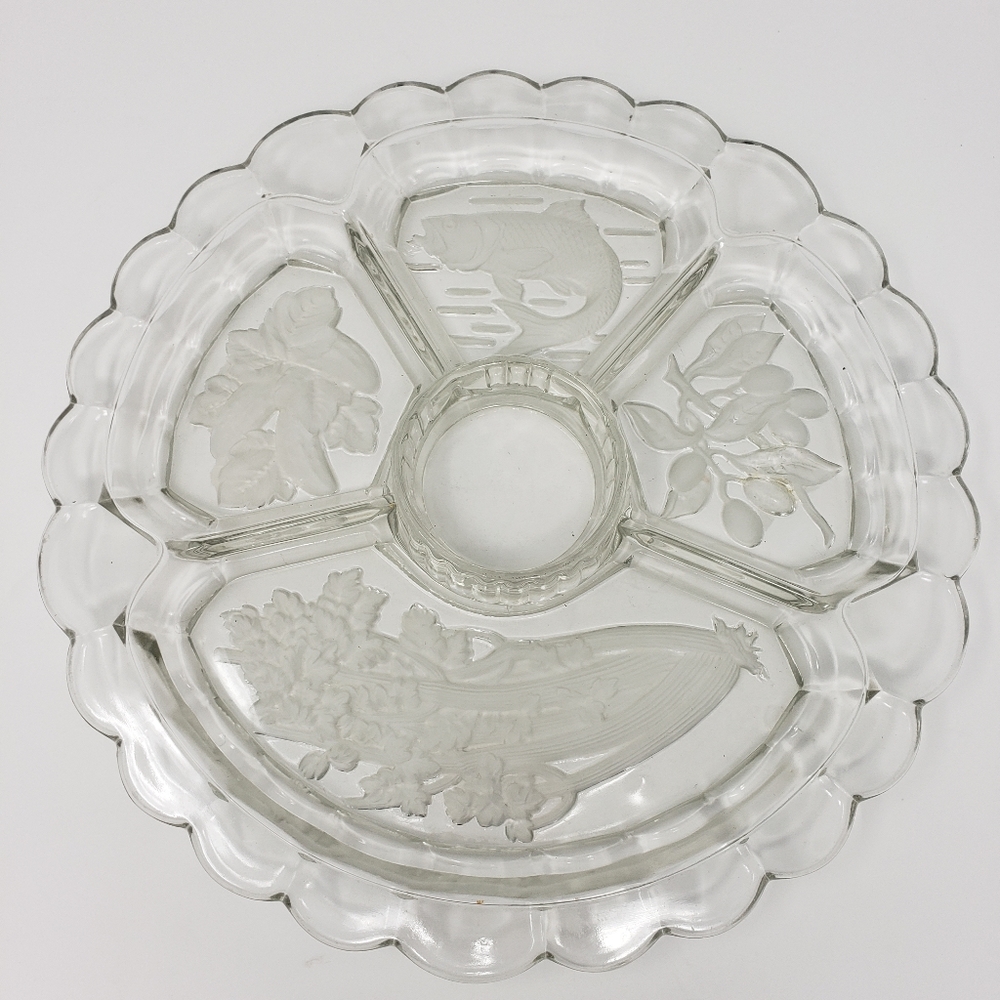 Indiana Glass Intaglio Divided Relish Pickle